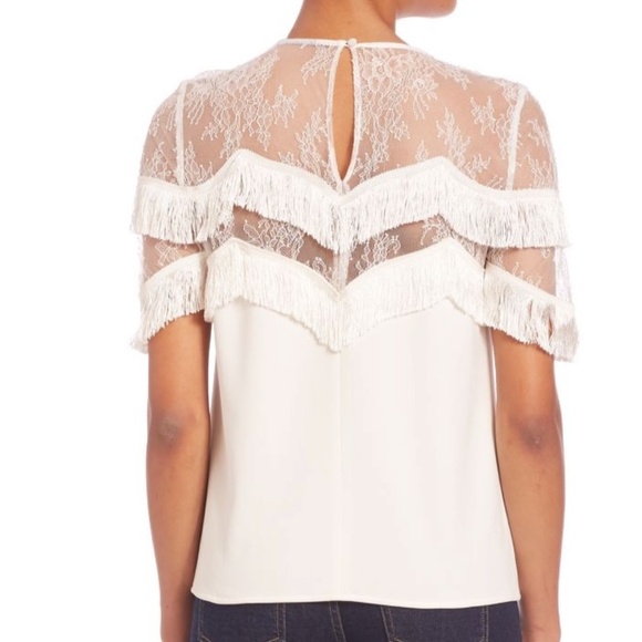 THE KOOPLES | Lace and Fringe Silk Top | MEDIUM - Picture 3 of 9